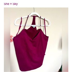 She + Sky Tank top Suede razorback Size Medium Color: maroon